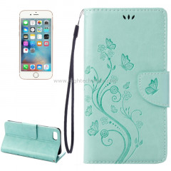 Pour iPhone 8 & 7 Pressed Flowers Etui à rabat en cuir horizontal avec porte-cartes et fentes pour cartes (vert)