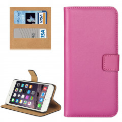 Pour iPhone 8 Plus & 7 Plus Housse en cuir véritable à rabat horizontal avec porte-monnaie et porte-monnaie (Magenta)