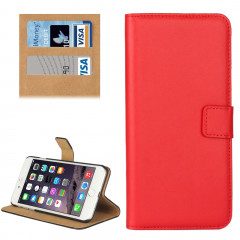 Pour iPhone 8 Plus & 7 Plus Véritable Split Split Housse en cuir avec support et fentes pour cartes et porte-monnaie (Rouge)