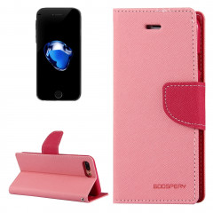 MERCURY GOOSPERY FANCY DIARY pour iPhone 8 Plus & 7 Plus Etui à rabat en cuir à texture horizontale avec fentes pour cartes et porte-monnaie et porte-monnaie (rose)
