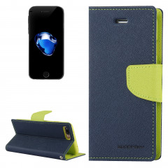 MERCURY GOOSPERY FANCY DIARY pour iPhone 8 Plus & 7 Plus Etui à rabat en cuir à texture horizontale avec fentes pour cartes et porte-monnaie (bleu marine)