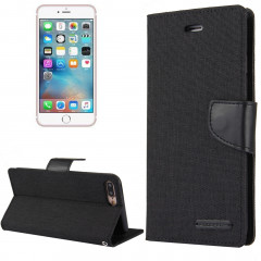 AGENDA MERCURY GOOSPERY CANVAS pour iPhone 8 Plus & 7 Plus Housse en cuir avec des fentes pour cartes et un porte-monnaie (noir)