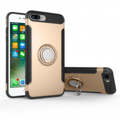 Pour l'iPhone 8 Plus & 7 Plus Magnetic Rotation Ring Armor Case de protection (or)