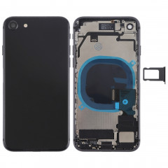 Batterie couvercle arrière avec touches latérales et vibrateur et haut-parleur fort et bouton d'alimentation + bouton de volume câble câble et bac à cartes pour iPhone 8 (noir)