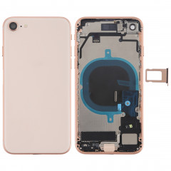 Couvercle de la batterie avec touches latérales et vibreur et haut-parleur fort et bouton d'alimentation + bouton de volume Câble et bac à cartes pour iPhone 8 (or rose)