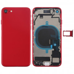 Batterie couvercle arrière avec touches latérales et vibrateur et haut-parleur fort et bouton d'alimentation + bouton de volume Câble câble et bac à cartes pour iPhone 8 (rouge)