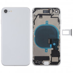 Batterie couvercle arrière avec touches latérales et vibrateur et haut-parleur fort et bouton d'alimentation + bouton de volume Câble câble et bac à cartes pour iPhone 8 (Argent)