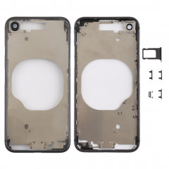 Coque arrière transparente avec objectif d'appareil photo, plateau de carte SIM et touches latérales pour iPhone 8 (noir)