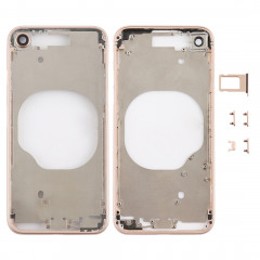 Coque arrière transparente avec objectif d'appareil photo, plateau de carte SIM et touches latérales pour iPhone 8 (or)