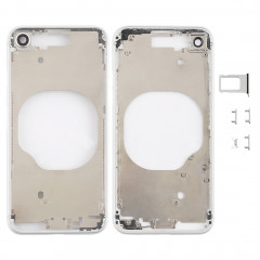 Coque arrière transparente avec objectif d'appareil photo, plateau de carte SIM et touches latérales pour iPhone 8 (blanc)