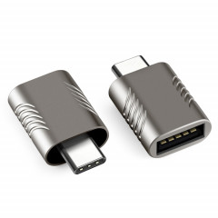 2 PCS SBT-148 USB-C / C / Type-C mâle à l'adaptateur d'alliage de zinc femelle USB 3.0 (gris cosmique)