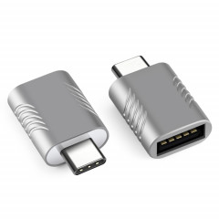 2 PCS SBT-148 USB-C / C / TYPE-C mâle à l'adaptateur d'alliage de zinc femelle USB 3.0 (Space Silver)