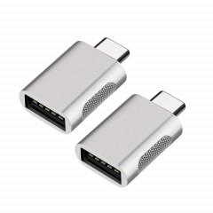 2 PCS SBT-158 USB-C / TYPE-C Homme à l'adaptateur d'alliage de zinc femelle USB 3.0 (argent)
