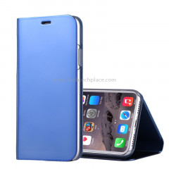 Pour iPhone X Étui à galvanoplastique Horizontal Flip étui en cuir avec support (bleu)