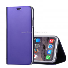 Pour iPhone X Etui à galvanoplastique Horizontal Housse en cuir Flip avec support (Violet)