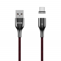 REMAX RC-158m 3A Interface USB vers Micro USB Charge + Transmission Attraction magnétique Câble de données tressé en polyester bicolore, longueur du câble: 1 m (rouge)