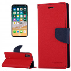 MERCURY GOOSPERY FANCY DIARY pour iPhone X / XS Cross Texture Housse en cuir horizontale avec fentes pour cartes et porte-monnaie (rouge)