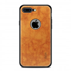 Housse de protection arrière en cuir MOFI antidéflagrant pour PC + TPU + PU pour iPhone 8 Plus (brun clair)
