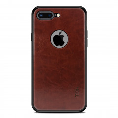 Housse de protection arrière en cuir MOFI antichoc PC + TPU + PU pour iPhone 8 Plus (brun foncé)