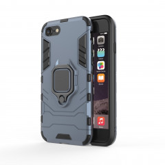 PC + TPU Housse de protection antichoc pour iPhone 8 Plus et 7 Plus, avec support d'anneau magnétique (bleu marine)