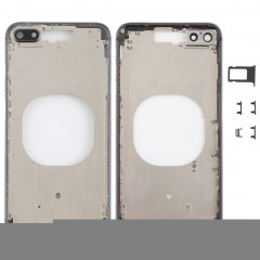 Coque arrière transparente avec objectif d'appareil photo, plateau de carte SIM et touches latérales pour iPhone 8 Plus (noir)