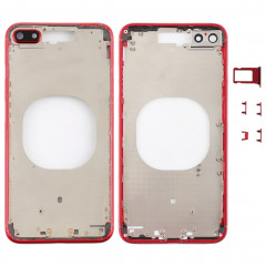 Coque arrière transparente avec objectif d'appareil photo, plateau de carte SIM et touches latérales pour iPhone 8 Plus (rouge)