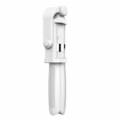 Trépied Selfie Stick à distance à obturateur Bluetooth pliable 2 en 1 pour téléphones iPhone et Android (blanc)
