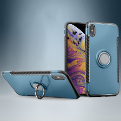 Étui de protection magnétique 360 ​​degrés bague de rotation pour iPhone XS Max (bleu marine)