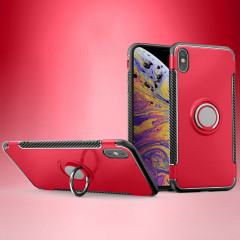 Étui de protection magnétique 360 ​​degrés bague de rotation pour iPhone XS Max (rouge)