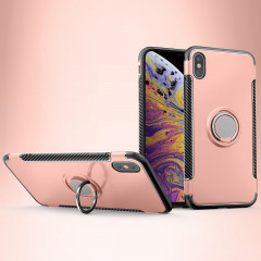 Housse de protection magnétique à 360 degrés pour anneau de rotation pour iPhone XS Max (or rose)