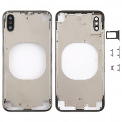 Coque arrière transparente avec objectif d'appareil photo, plateau de carte SIM et touches latérales pour iPhone X (noir)
