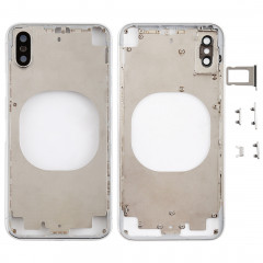 Coque arrière transparente avec objectif d'appareil photo, plateau de carte SIM et touches latérales pour iPhone X (blanc)