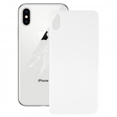 Cache-pile en verre à l'arrière avec cache pour appareil photo, grand trou pour caméra, pour iPhone X (blanc)