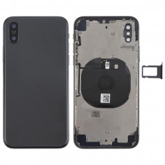 Couvercle de la batterie avec touches latérales et module de charge sans fil et bouton de volume Câble et bac à cartes pour iPhone X (Noir)