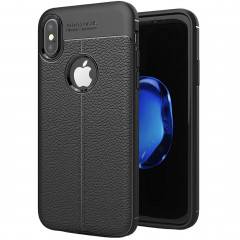 Pour iPhone X / XS Litchi Texture Housse de protection arrière en TPU (Noir)