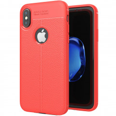 Pour iPhone X / XS Litchi Texture Housse de protection arrière en TPU (rouge)