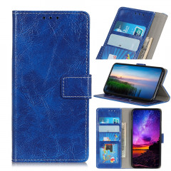 Housse en cuir à rabat horizontal Retro Crazy Horse Texture pour iPhone 11 Pro Max, avec porte-carte et fentes pour cartes, cadre photo et porte-monnaie (bleu)