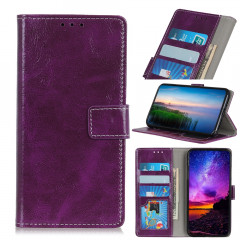 Housse en cuir à rabat horizontal Retro Crazy Horse Texture pour iPhone 11 Pro Max, avec porte-carte et fentes pour cartes, cadre photo et porte-monnaie (Violet)