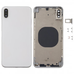 Coque arrière avec objectif pour appareil photo, plateau de carte SIM et touches latérales pour iPhone XS Max (blanc)