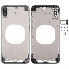 Cache arrière transparent avec objectif de caméra, plateau de carte SIM et touches latérales pour iPhone XS Max (noir)
