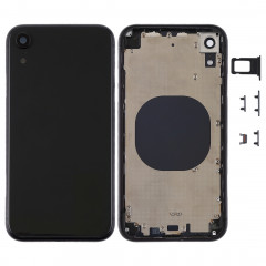 Coque arrière avec objectif d'appareil photo, plateau pour carte SIM et touches latérales pour iPhone XR (noir)
