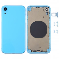 Coque arrière avec objectif d'appareil photo, plateau pour carte SIM et touches latérales pour iPhone XR (bleu)