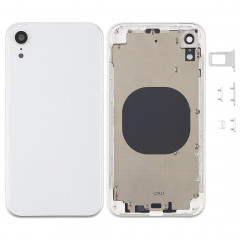 Coque arrière avec objectif pour appareil photo, plateau de carte SIM et touches latérales pour iPhone XR (blanc)