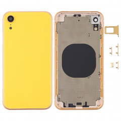 Coque arrière avec objectif d'appareil photo, plateau pour carte SIM et touches latérales pour iPhone XR (jaune)