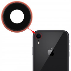 Lunette arrière pour appareil photo avec cache-objectif pour iPhone XR (or rose)