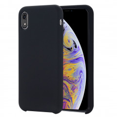 Housse de protection en silicone liquide à couverture intégrale à quatre coins pour iPhone XR 6,1 pouces (noir)
