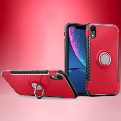 Étui de protection magnétique 360 ​​degrés bague de rotation pour iPhone XR (rouge)
