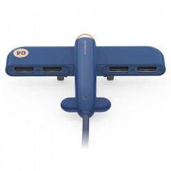 3life-308 5V 0.5A 4 Interfaces USB Air Force One Extender HUB Data Hub (Bleu)