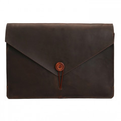 Sac pour ordinateur portable en cuir véritable universel, pour 13,3 pouces Macbook, Samsung, Lenovo, Sony, DELL Alienware, CHUWI, ASUS, HP (café)