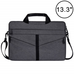 13,3 pouces respirant sac à bandoulière pour ordinateur portable ordinateur de poche zippé avec une bandoulière (gris foncé)